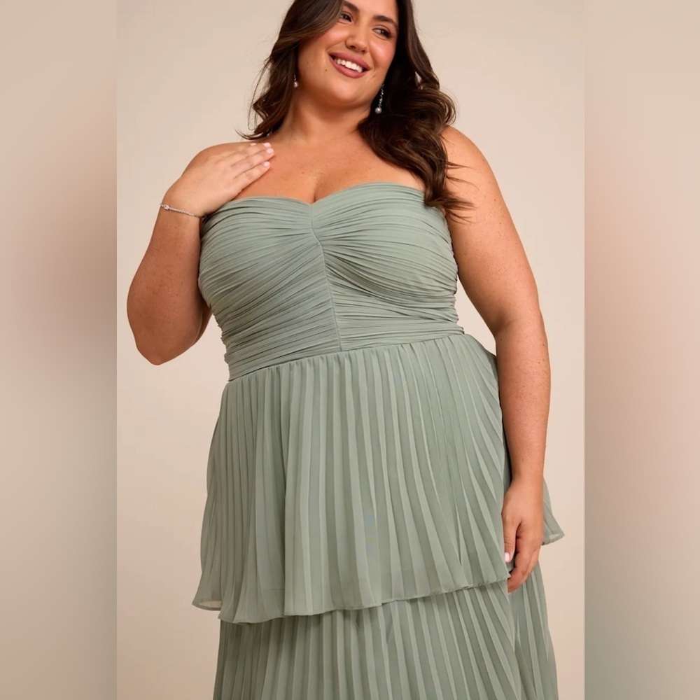 Lulus Seriously Sensational Sage Brush Strapless
Tiered Maxi Dress - Picture 6 of 11